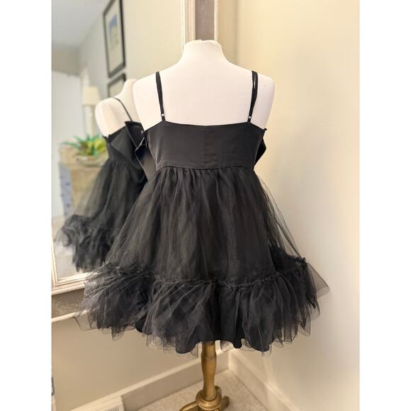 Anthropologie Hutch Take A Bow Black Tulle Mini Dress Glam Party Cocktail 10 - Picture 11 of 11